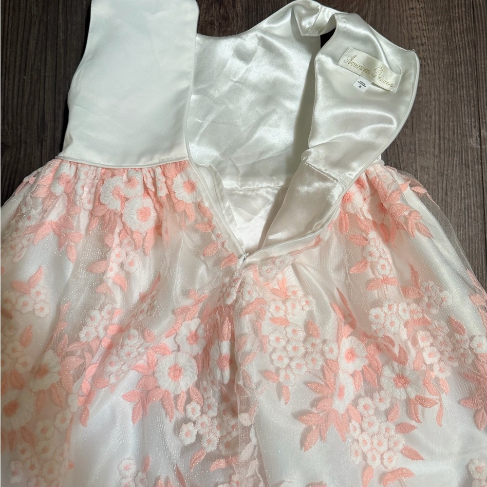 American Princess Floral Easter Dress Girls Size 5 Ivory Pink Lace Party Wedding - Picture 5 of 7